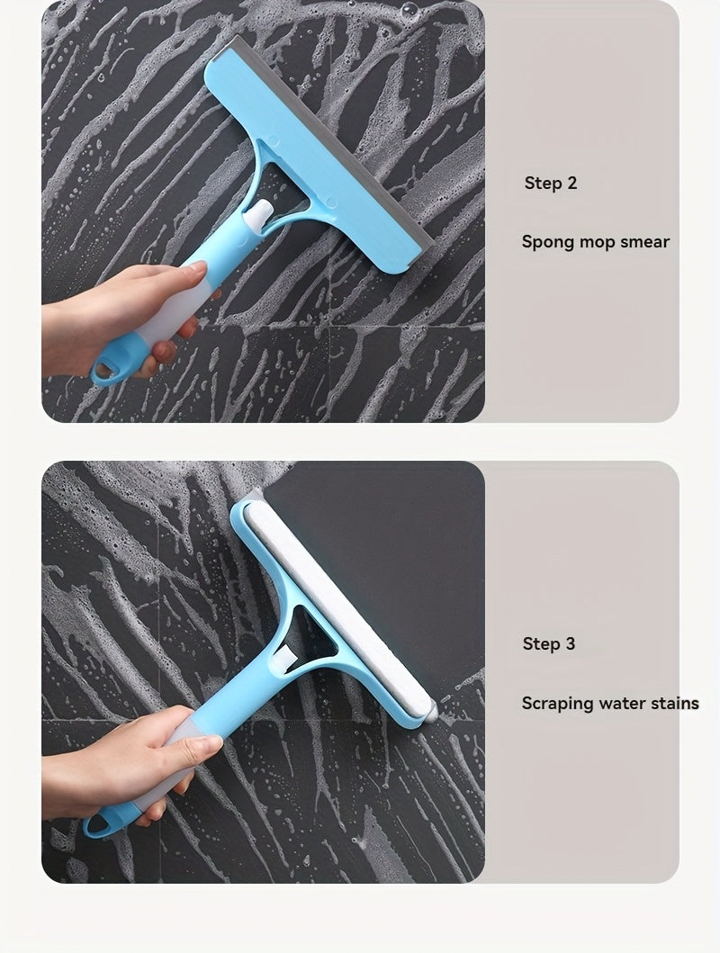 [Glass Cleaning Tool] 3-In-1 Multi-Functional Glass Cleaning Tool with Sprinkler, Polypropylene (PP) Plastic, for Bathroom, Kitchen, Living Room, Bedroom, Toilet - Efficient Mirror And Window Scraper