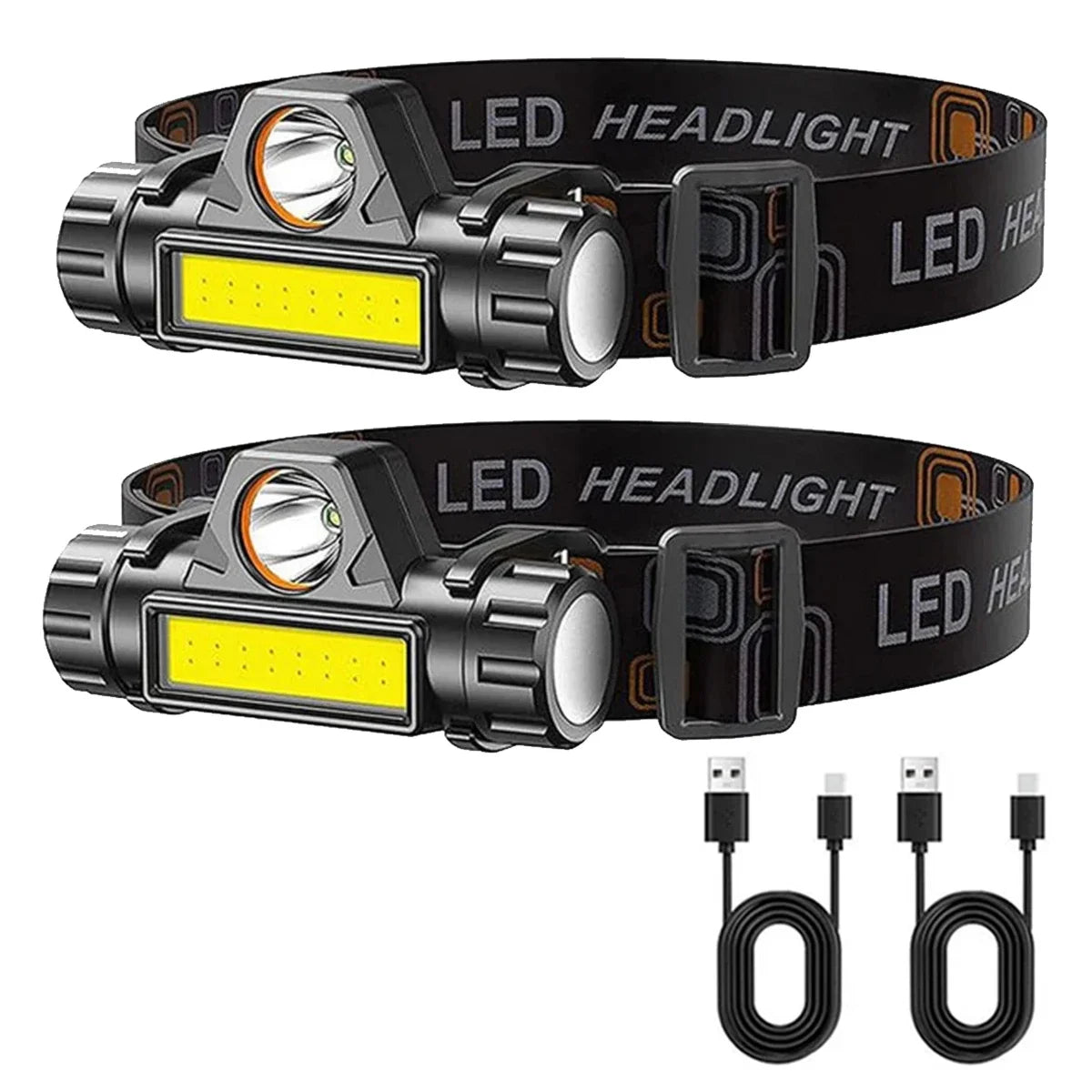LED Headlamp USB Rechargeable Flashlight Headlight Outdoor Camping High Power LED Waterproof Adjustable Headlamp Fishing Hiking