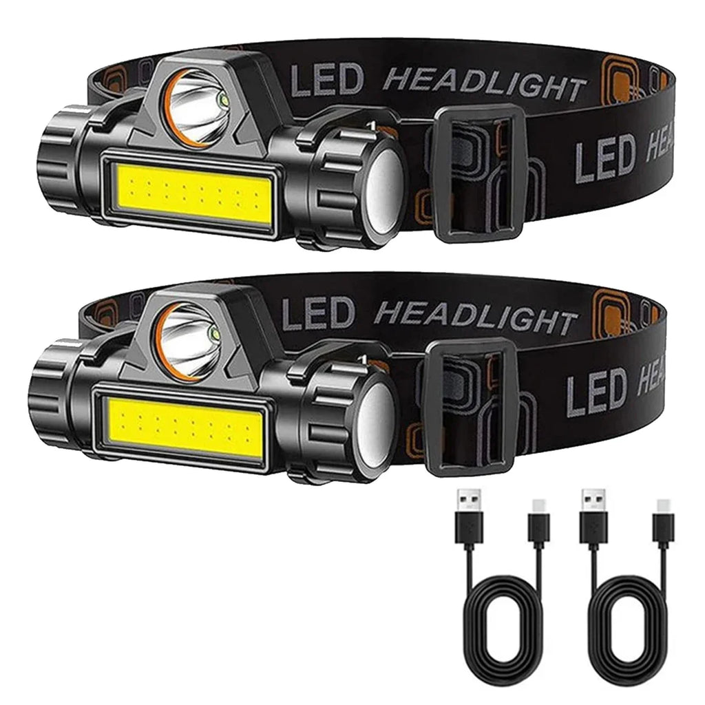 LED Headlamp USB Rechargeable Flashlight Headlight Outdoor Camping High Power LED Waterproof Adjustable Headlamp Fishing Hiking
